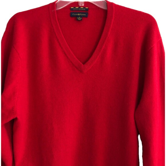 Club Room 2-Ply Estate Cashmere V-Neck Sweater Mens Size M Red Luxury Old Money - Picture 3 of 12